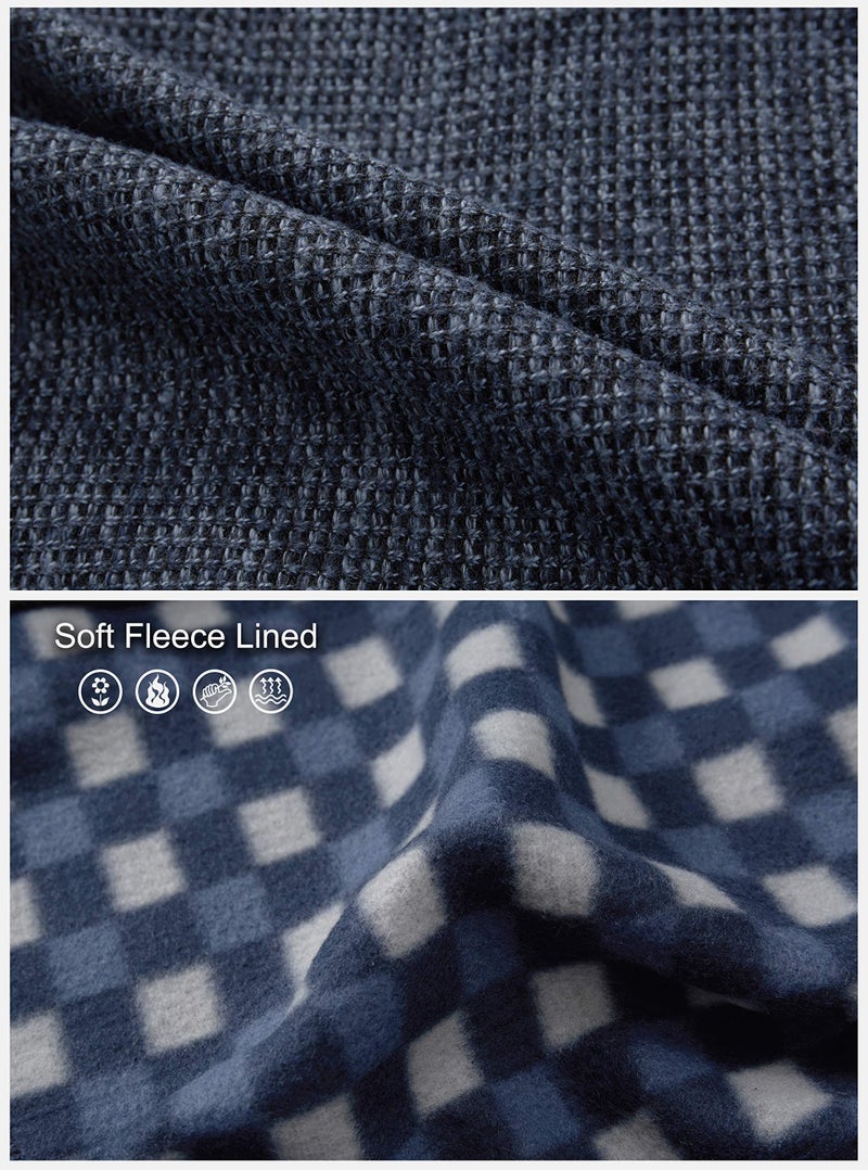 Gioberti Boy's Knitted Full Zip Cardigan Sweater with Soft Brushed Flannel Lining, Melange Blue, Size 6 - Image 5